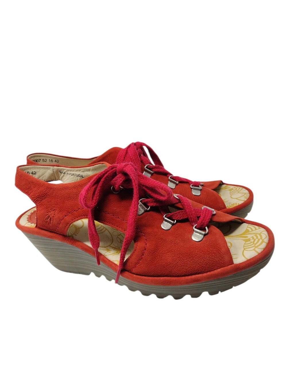 Fly London Ylfa Suede Lace Up Platform Wedge Sandals 42 US 10.5-11